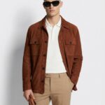 Tan Brown Suede Field Jacket | Men's Leather Shacket | Classic Button-Up Outerwear