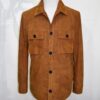 695e59ff59f447123fa56bb6.jpg Tan Brown Suede Field Jacket | Men's Leather Shacket | Classic Button-Up Outerwear