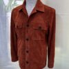 695e5a0059f447123fa56c21.jpg Tan Brown Suede Field Jacket | Men's Leather Shacket | Classic Button-Up Outerwear
