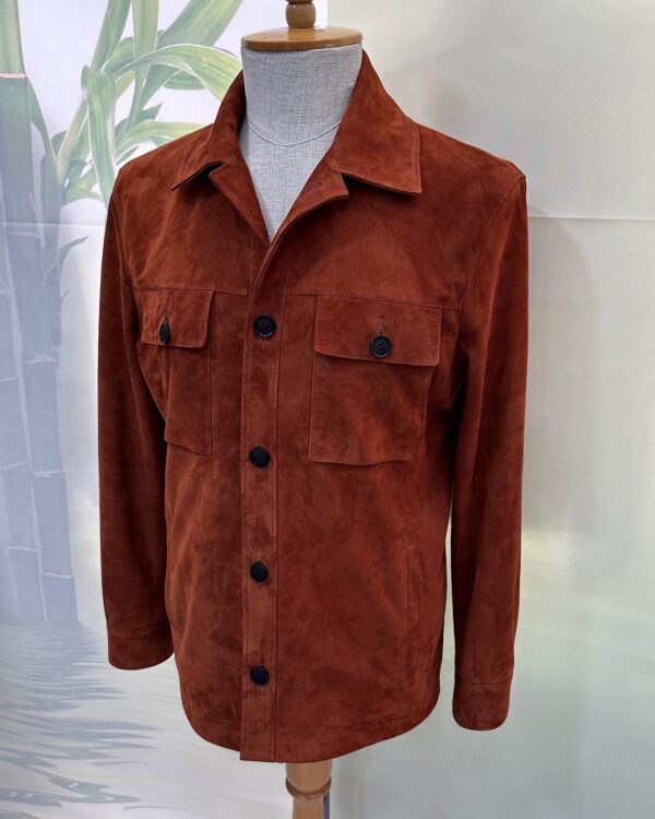 Tan Brown Suede Field Jacket | Men's Leather Shacket | Classic Button-Up Outerwear
