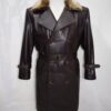 Men's Lambskin Leather Trench Coat: Shearling Fur Collar