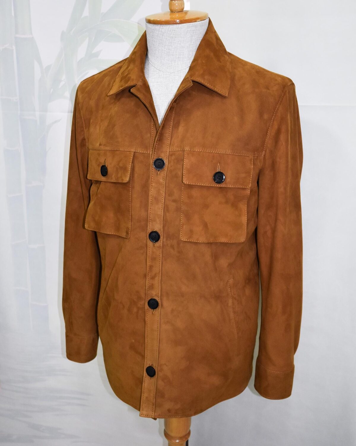 695e5a0059f447123fa56c79.jpg Tan Brown Suede Field Jacket | Men's Leather Shacket | Classic Button-Up Outerwear
