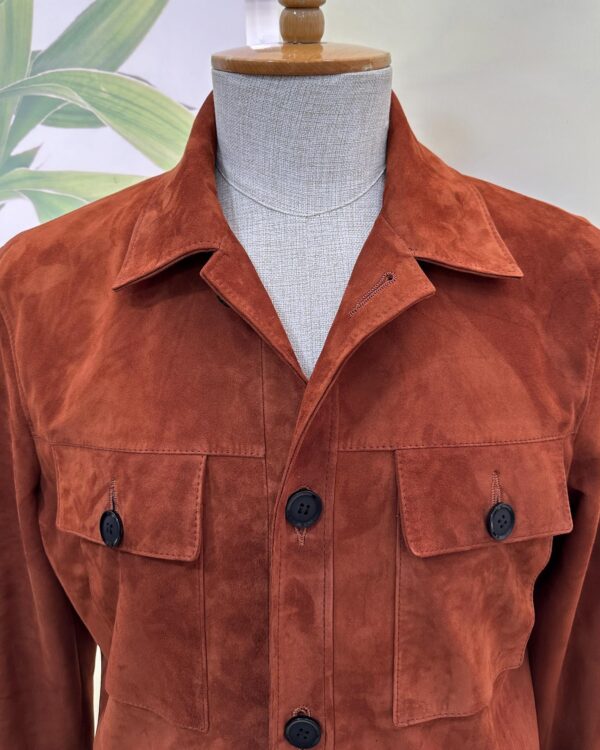 Tan Brown Suede Field Jacket | Men's Leather Shacket | Classic Button-Up Outerwear