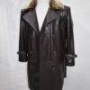 Men's Lambskin Leather Trench Coat: Shearling Fur Collar