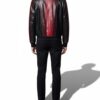 Men's Genuine Python Leather Black Red Bespoke Luxury Bomber Jacket