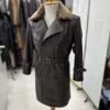 Men's Lambskin Leather Trench Coat: Shearling Fur Collar