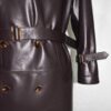 Men's Lambskin Leather Trench Coat: Shearling Fur Collar
