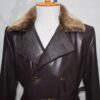 Men's Lambskin Leather Trench Coat: Shearling Fur Collar