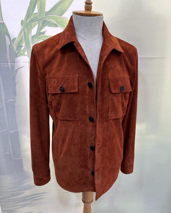 Tan Brown Suede Field Jacket | Men's Leather Shacket | Classic Button-Up Outerwear