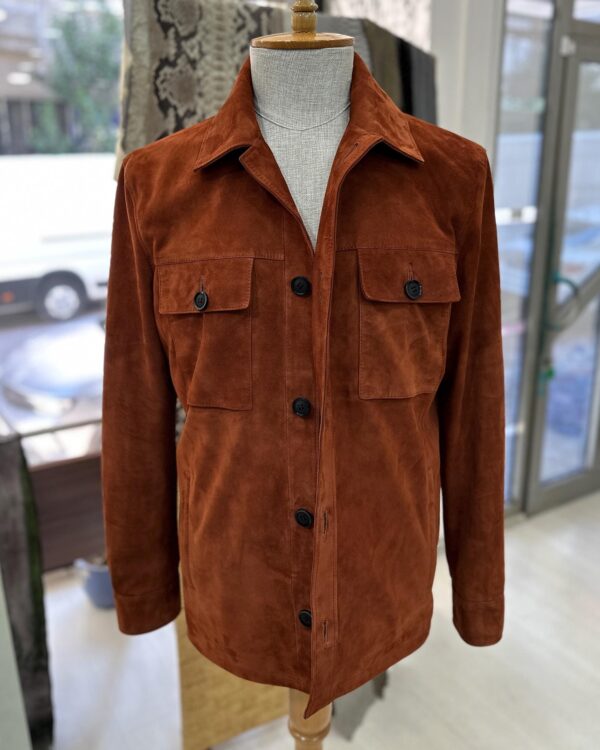 Tan Brown Suede Field Jacket | Men's Leather Shacket | Classic Button-Up Outerwear