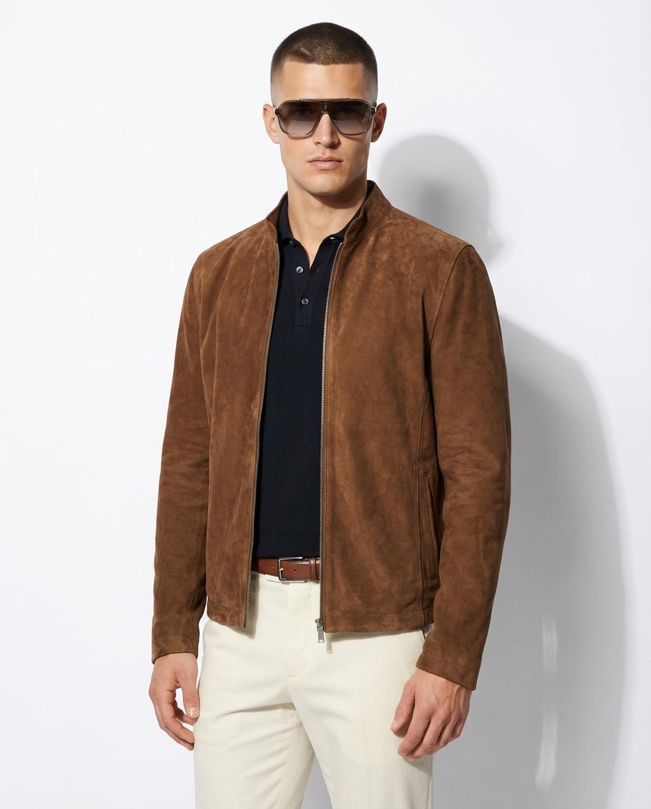 Metis Suede Stand Collar Jacket - Luxury Minimalist Genuine Leather Blouson Coat