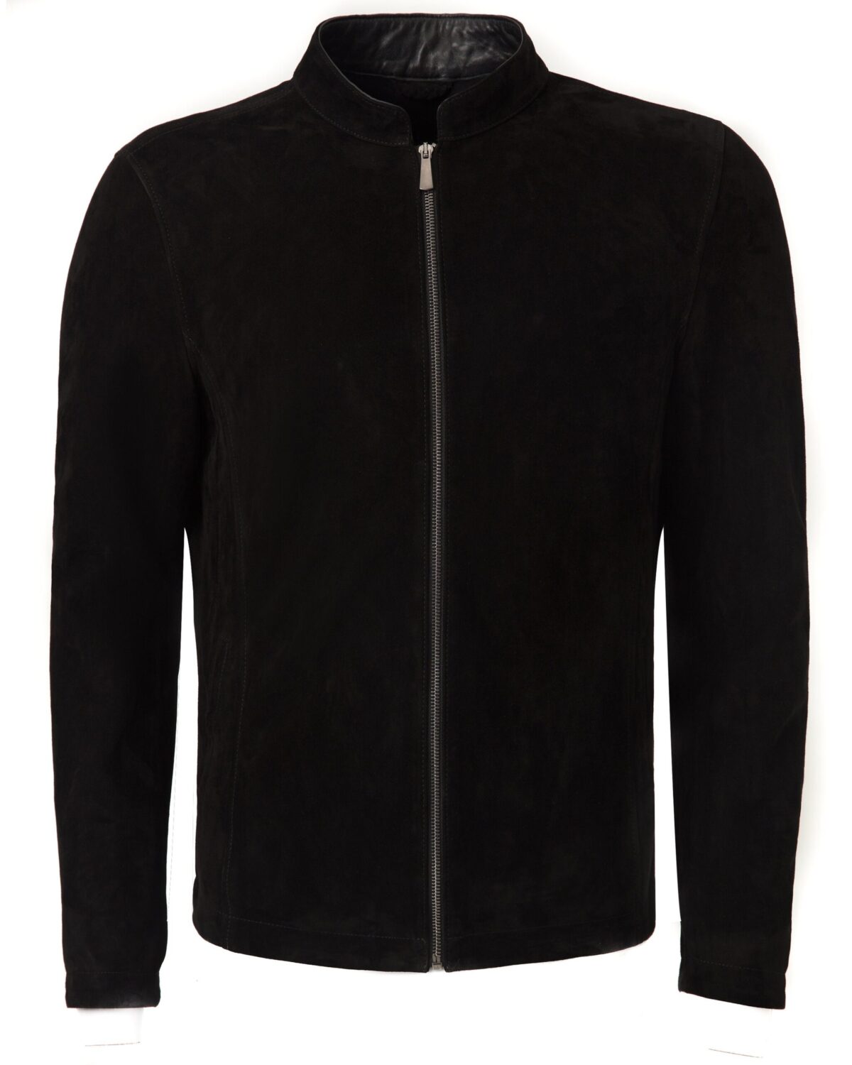 Metis Suede Stand Collar Jacket - Luxury Minimalist Genuine Leather Blouson Coat