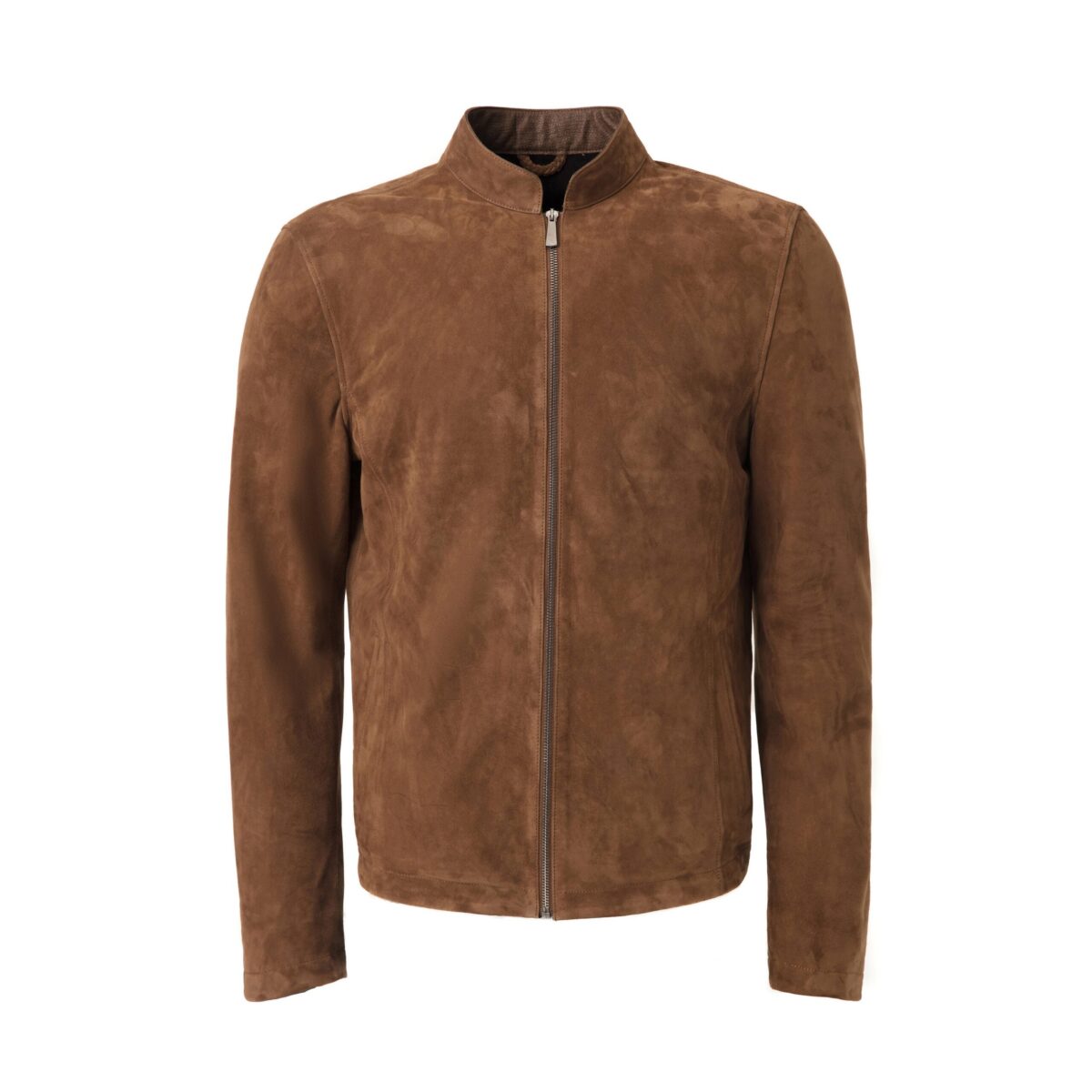 Metis Suede Stand Collar Jacket - Luxury Minimalist Genuine Leather Blouson Coat