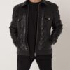 695e5a1159f447123fa572e8.jpg Men's Black Python Leather Trim Quilted Lambskin Jacket