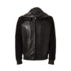 Men's Black Python Leather Suede Hoodie Jacket