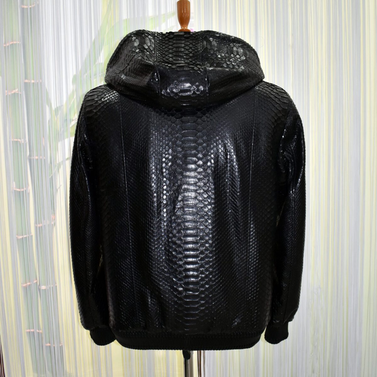 Men's Genuine Python Leather Luxury Snake Skin Exotic Hoodie Jacket