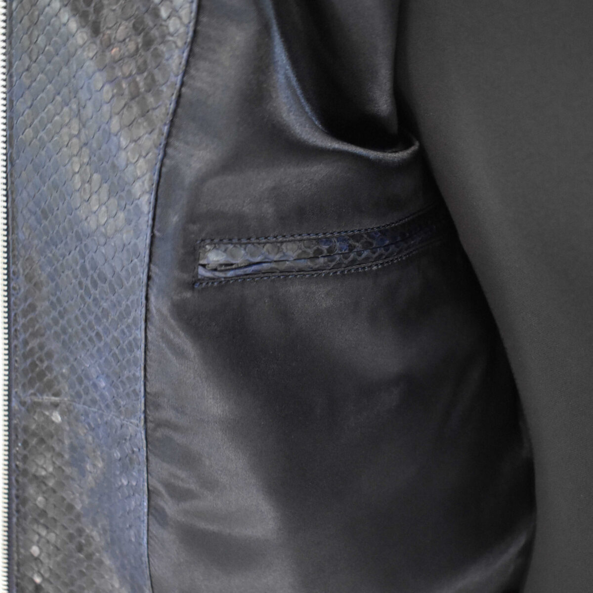 Men's Genuine Python Leather Luxury Snake Skin Exotic Hoodie Jacket