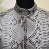 Men's Natural White And Black Python Leather Moto Jacket