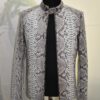 Men's Natural White And Black Python Leather Moto Jacket