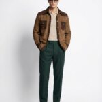 Two-Tone Brown Suede Field Jacket | Contrast Panel Leather Shacket | Men's Shirt Outerwear