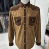 695e5a2159f447123fa576d4.jpg Two-Tone Brown Suede Field Jacket | Contrast Panel Leather Shacket | Men's Shirt Outerwear