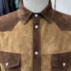 695e5a2259f447123fa57727.jpg Two-Tone Brown Suede Field Jacket | Contrast Panel Leather Shacket | Men's Shirt Outerwear