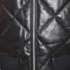 Raccoon Fur Hooded Genuine Leather Men's Black Quilted Bomber Jacket