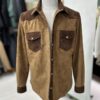 695e5a2559f447123fa57752.jpg Two-Tone Brown Suede Field Jacket | Contrast Panel Leather Shacket | Men's Shirt Outerwear