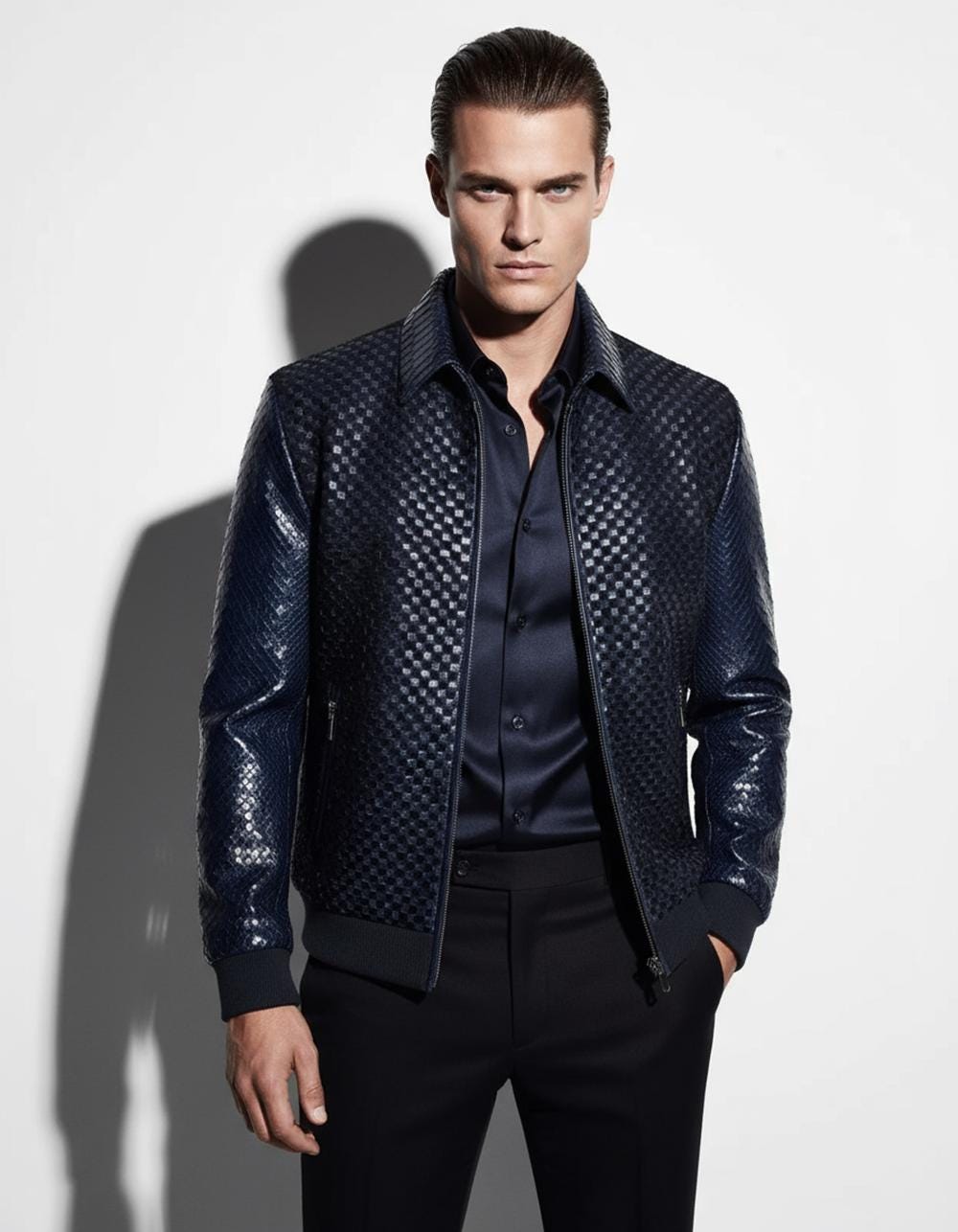 Hand Woven Intrecciato Knitted Python & Pony Fur Bomber Jacket