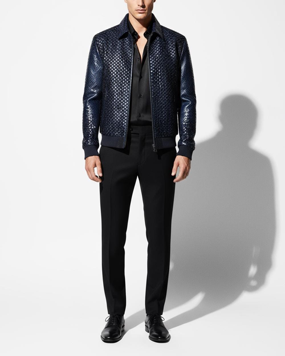 Hand Woven Intrecciato Knitted Python & Pony Fur Bomber Jacket