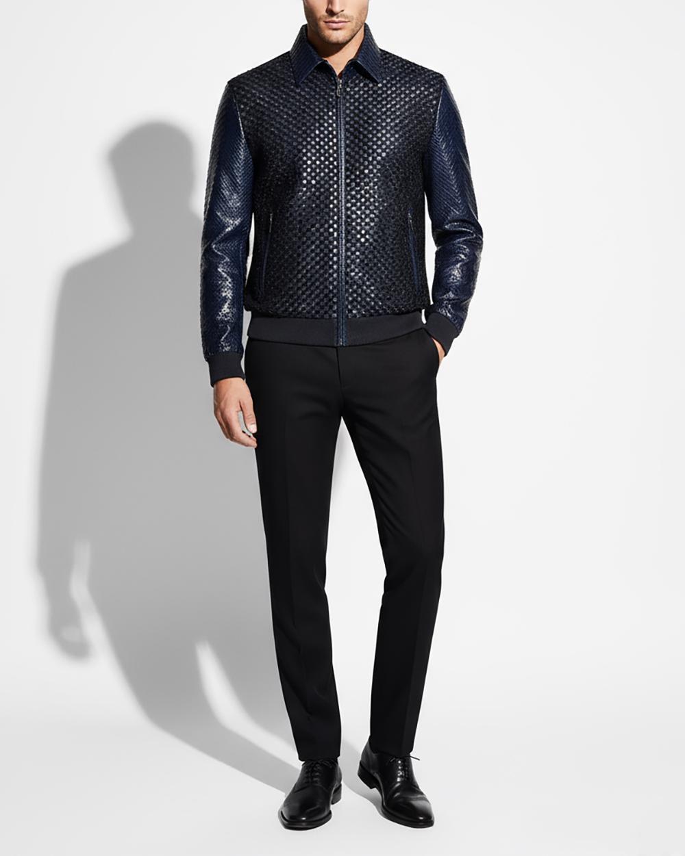 Hand Woven Intrecciato Knitted Python & Pony Fur Bomber Jacket