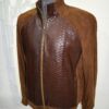 Men's Genuine Python Leather Luxury Suede Brown Bomber Jacket