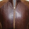 Men's Genuine Python Leather Luxury Suede Brown Bomber Jacket