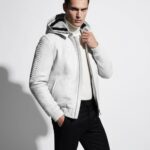 White Python Hooded Jacket with Rex Rabbit Lining