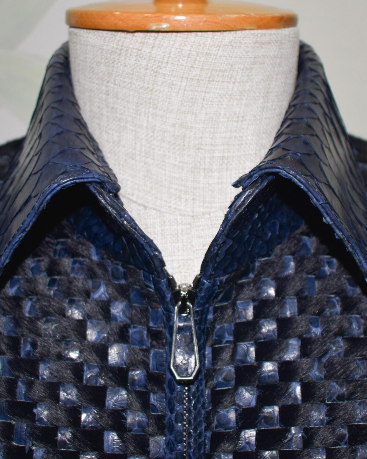 Hand Woven Intrecciato Knitted Python & Pony Fur Bomber Jacket