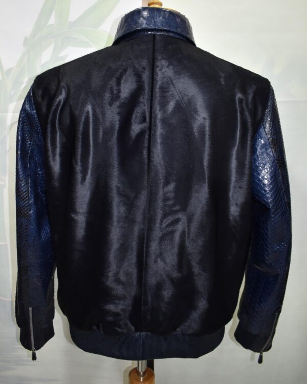 Basketweave Python & Pony Fur Hand Woven Bomber Jacket