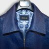 Genuine Ostrich Quill Leather Men's Navy Blue Luxury Handmade Jacket