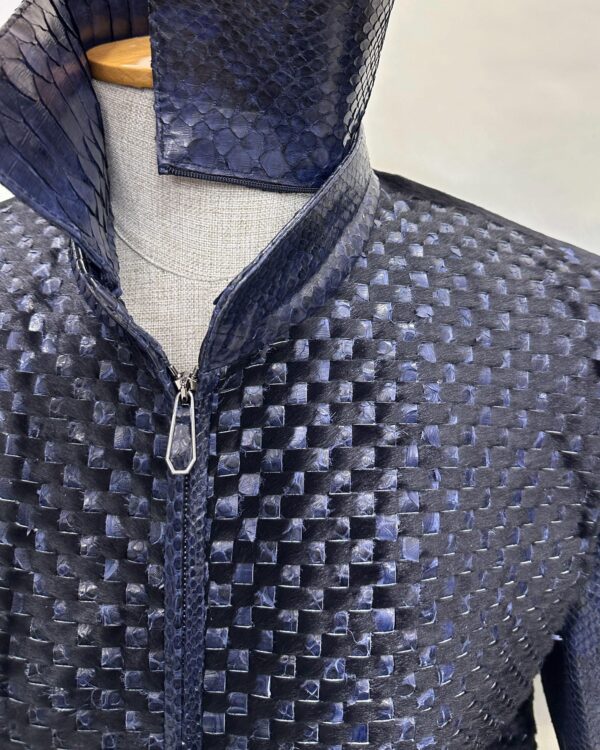 Basketweave Python & Pony Fur Hand Woven Bomber Jacket