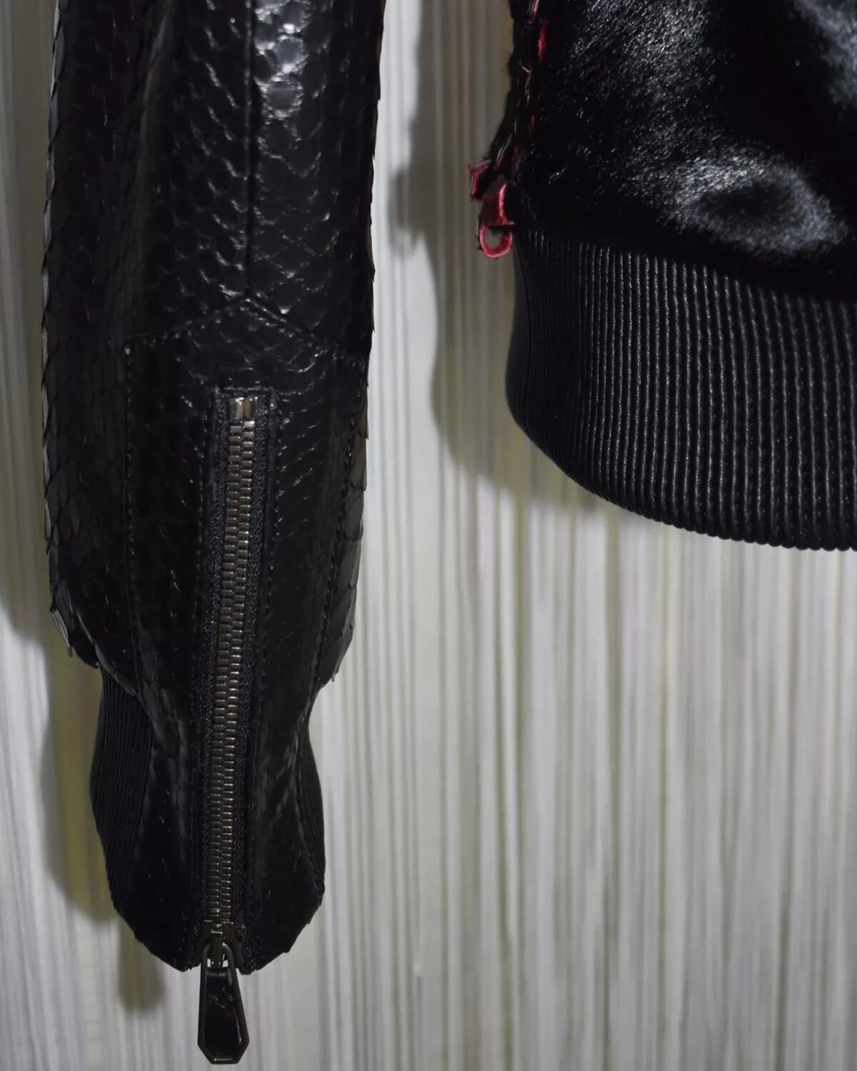 Hand Woven Intrecciato Knitted Python & Pony Fur Bomber Jacket