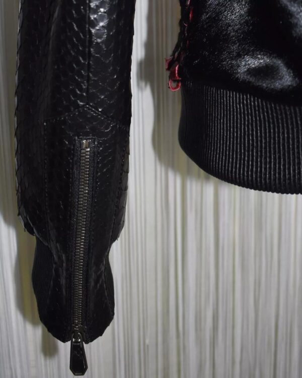 Basketweave Python & Pony Fur Hand Woven Bomber Jacket