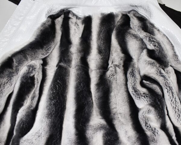 Genuine Python Leather Removable Real Rex Fur Lining Men's Grey Hoodie Jacket