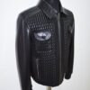 Men's Quilted Stretch Black Lambskin Genuine Leather Bomber Jacket