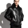 Men's Genuine Python Leather Aviator Jacket: Shearling Fur Lining