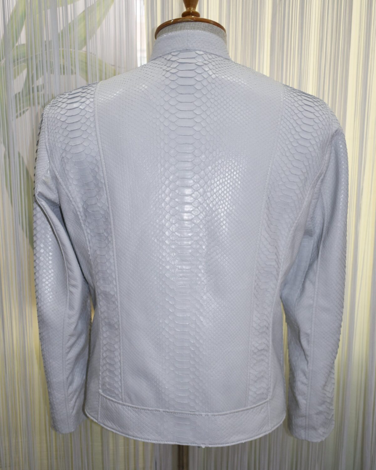 Genuine Python Leather Men's Exotic Snake Skin White Handmade Moto Jacket
