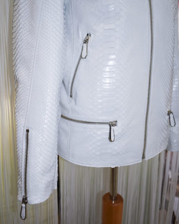 Genuine Python Leather Men's Exotic Snake Skin White Handmade Moto Jacket