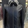 695e5a3259f447123fa57b33.jpg Genuine Python Skin Rex Fur Collar Men's Exotic Leather Luxury Black Jacket