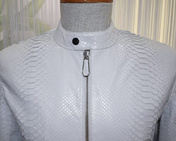 Genuine Python Leather Men's Exotic Snake Skin White Handmade Moto Jacket