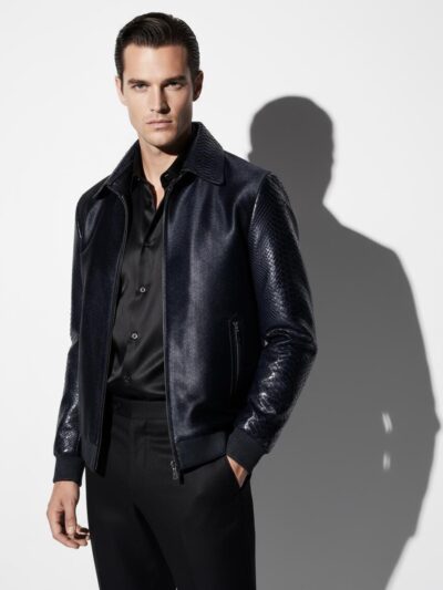 Genuine Python & Pony Hair Bomber Jacket - Handmade Luxury