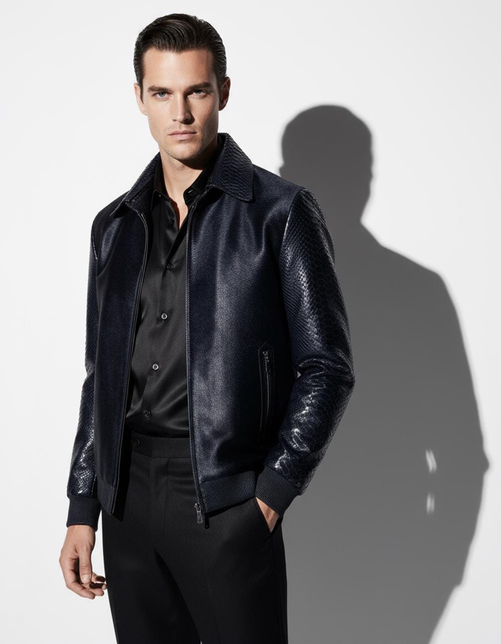 Genuine Python & Pony Hair Bomber Jacket - Handmade Luxury