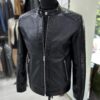 695e5a3859f447123fa57da8.jpg Men's Real Python Skin Trim Genuine Leather Black Luxury Moto Jacket